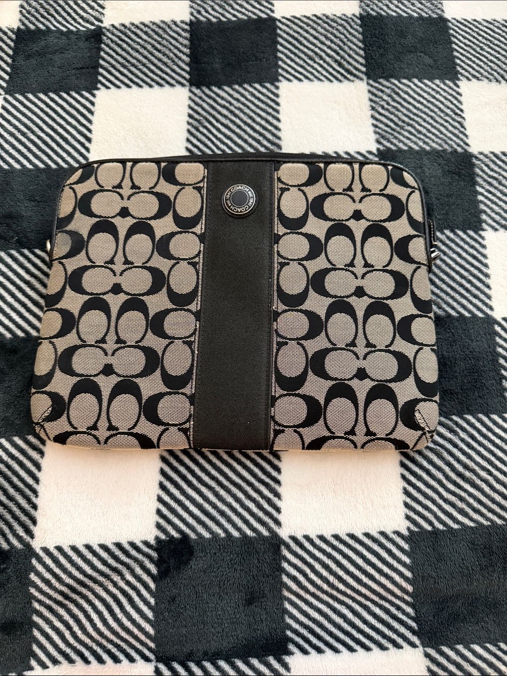 Coach Signature Canvas Black and Tan Organizer Pouch